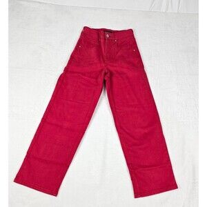Universal Standard Bae Boyfriend Crop Denim Red Cotton Blend Size 00 Mid Rise